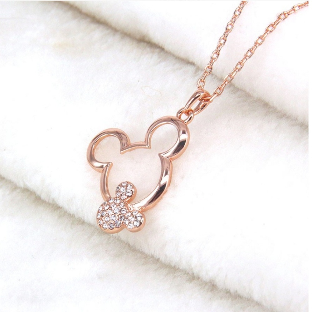 Mickey Mouse Rose Gold Austrian Crystal Necklace - Picture 3 of 5